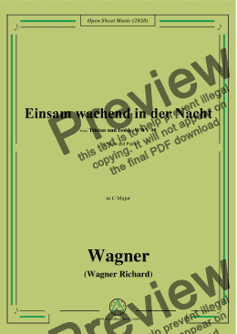 page one of Wagner-Einsam wachend in der Nacht,in C Major 