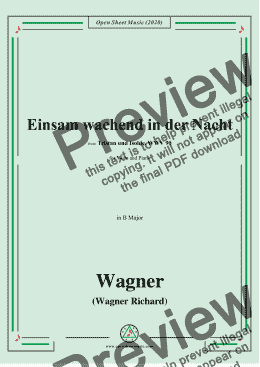 page one of Wagner-Einsam wachend in der Nacht,in B Major 