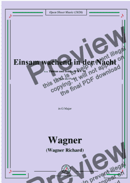 page one of Wagner-Einsam wachend in der Nacht,in G Major 