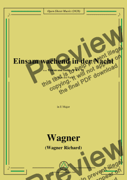 page one of Wagner-Einsam wachend in der Nacht,in E Major 