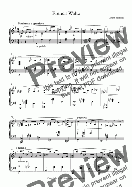 page one of "French Waltz" Solo piano- Advanced Intermediate