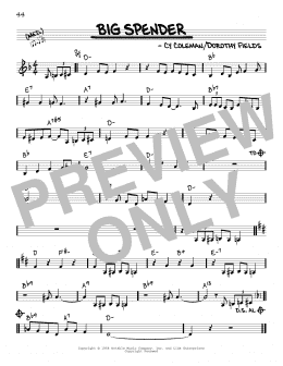 page one of Big Spender (Real Book – Melody & Chords)