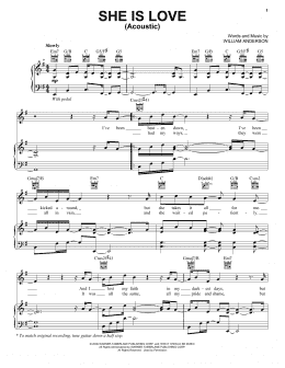 page one of She Is Love (Piano, Vocal & Guitar Chords (Right-Hand Melody))