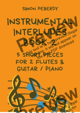 page one of Instrumental Interludes Book 2 for 2 flutes and guitar / piano