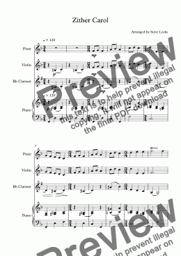 page one of Zither Carol - Score and parts