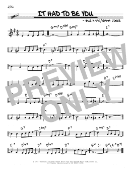 page one of It Had To Be You (Real Book – Melody & Chords)