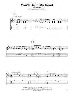 page one of You'll Be In My Heart (from Tarzan) (Easy Ukulele Tab)