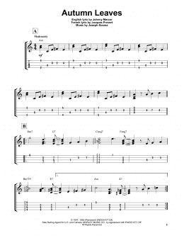 page one of Autumn Leaves (Easy Ukulele Tab)