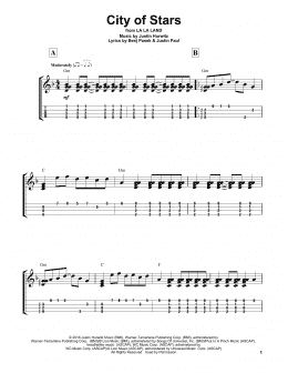 page one of City Of Stars (from La La Land) (Easy Ukulele Tab)