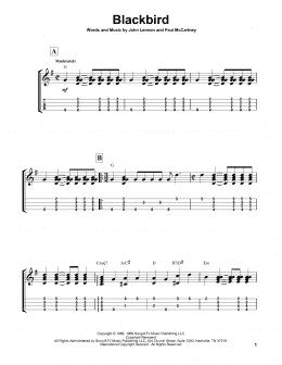 page one of Blackbird (Easy Ukulele Tab)