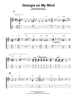 page one of Georgia On My Mind (Easy Ukulele Tab)