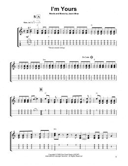 page one of I'm Yours (Easy Ukulele Tab)