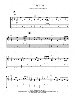 page one of Imagine (Easy Ukulele Tab)