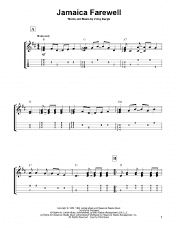 page one of Jamaica Farewell (Easy Ukulele Tab)