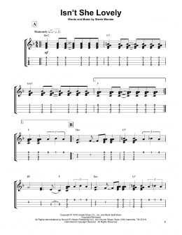 page one of Isn't She Lovely (Easy Ukulele Tab)