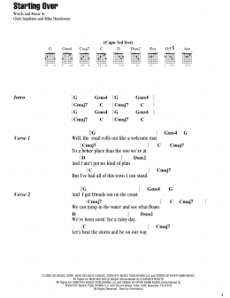 page one of Starting Over (Guitar Chords/Lyrics)