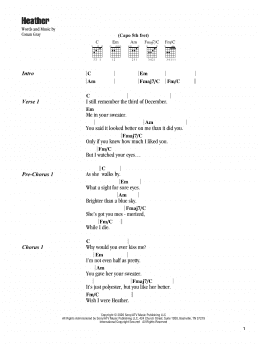 page one of Heather (Guitar Chords/Lyrics)