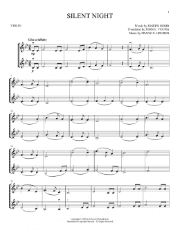 page one of Silent Night (Violin Duet)