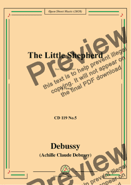 page one of Debussy-The Little Shepherd,from Children's Corner,for Pinao