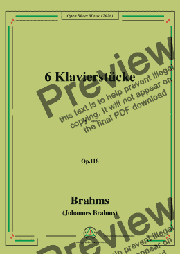 page one of Brahms-6 Klavierstücke(Sechs Klavierstücke),Op.118,for Piano