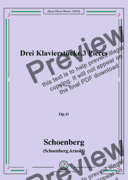 page one of Schoenberg-Drei Klavierstücke,3 Pieces,Op.11,for Piano