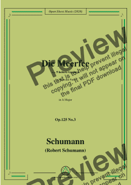 page one of Schumann-Die Meerfee Op.125 No.3,in A Major,for Voice and Piano 