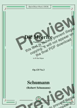 page one of Schumann-Die Meerfee Op.125 No.3,in B flat Major,for Voice and Piano