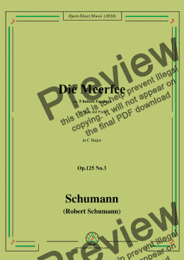 page one of Schumann-Die Meerfee Op.125 No.3,in C Major,for Voice and Piano