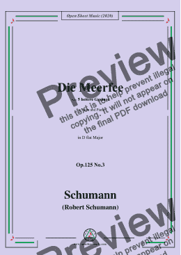 page one of Schumann-Die Meerfee Op.125 No.3,in D flat Major,for Voice and Piano 