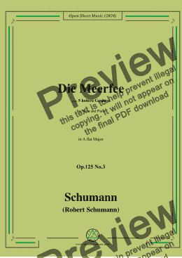 page one of Schumann-Die Meerfee Op.125 No.3,in A flat Major,for Voice and Piano 