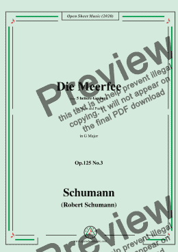 page one of Schumann-Die Meerfee Op.125 No.3,in G Major,for Voice and Piano 