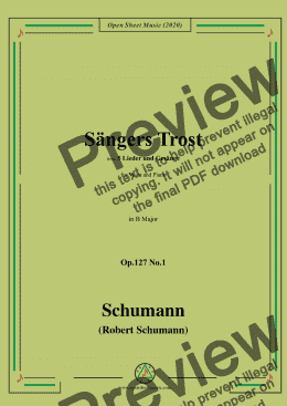 page one of Schumann-Sängers Trost Op.127 No.1,in B Major,for Voice and Piano 