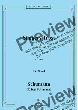 page one of Schumann-Sängers Trost Op.127 No.1,in C Major,for Voice and Piano 