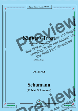 page one of Schumann-Sängers Trost Op.127 No.1,in G flat Major,for Voice and Piano 