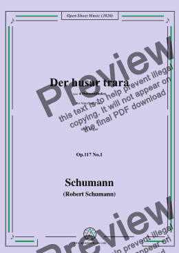 page one of Schumann-Der husar trara Op.117 No.1,in B Major,for Voice and Piano 