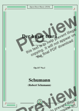 page one of Schumann-Der husar trara Op.117 No.1,in D Major,for Voice and Piano 