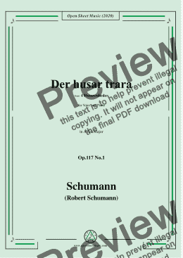 page one of Schumann-Der husar trara Op.117 No.1,in A flat Major,for Voice and Piano 