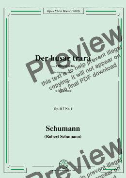 page one of Schumann-Der husar trara Op.117 No.1,in G flat Major,for Voice and Piano 