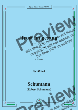 page one of Schumann-Trost im gesang,in B Major,Op.142 No.1