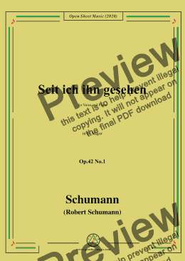 page one of Schumann-Seit ich ihn gesehen,Op.42 No.1,in B Major,for Voice and Piano  