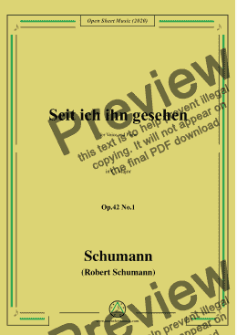 page one of Schumann-Seit ich ihn gesehen,Op.42 No.1,in C Major,for Voice and Piano 