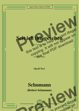 page one of Schumann-Seit ich ihn gesehen,Op.42 No.1,in D flat Major,for Voice and Piano  