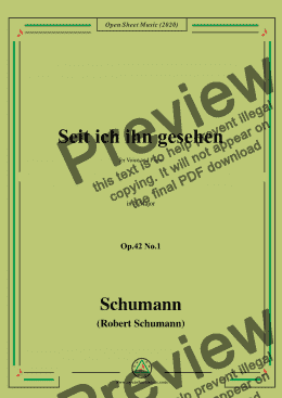 page one of Schumann-Seit ich ihn gesehen,Op.42 No.1,in A Major 