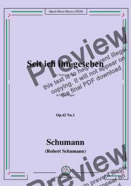 page one of Schumann-Seit ich ihn gesehen,Op.42 No.1,in G flat Major,for Voice and Piano  