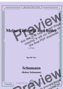 page one of Schumann-Meine Töne still und heiter,Op.101 No.1,in A Major,for Voice and Piano