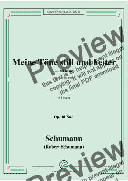 page one of Schumann-Meine Töne still und heiter,Op.101 No.1,in F Major,for Voice and Piano 