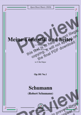 page one of Schumann-Meine Töne still und heiter,Op.101 No.1,in E flat Major,for Voice and Piano