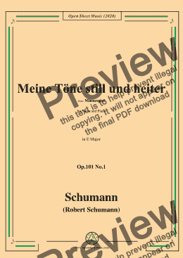 page one of Schumann-Meine Töne still und heiter,Op.101 No.1,in E Major,for Voice and Piano