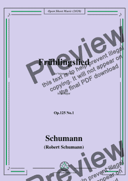 page one of Schumann-Frühlingslied Op.125 No.1,in A Major,for Voice and Piano 