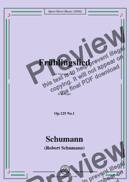 page one of Schumann-Frühlingslied Op.125 No.1,in B Major,for Voice and Piano  